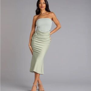 Windsor Store Strapless Dress in Light Green